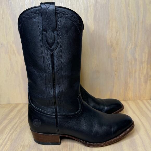 Ranch Road Capistrano Black Leather Western Cowboy Boots Spain Mens size 8.5 - Picture 1 of 12